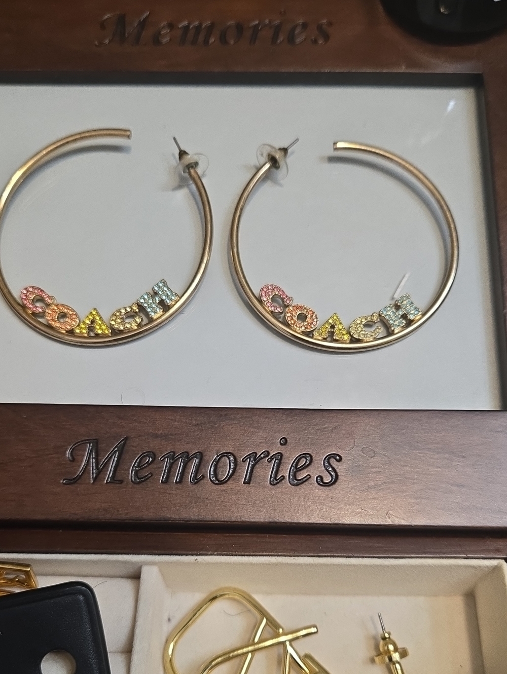 Coach Hoop Rainbow Earrings with Brand Letters